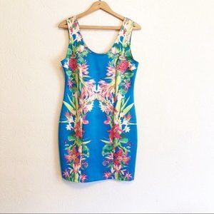 Lovers + Friends Blue Floral Tropical Dress Large